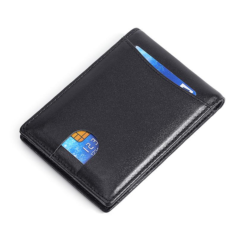 Ultra-thin men's leather wallet cowhide wallet anti-magnetic card holder