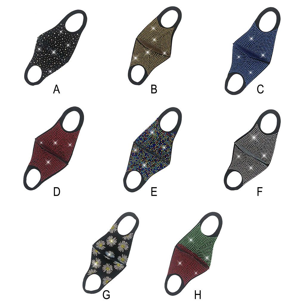 Unisex Rhinestone Cotton Face Mask Women Men Night Club Party Shining Rhinestone Mouth Mask