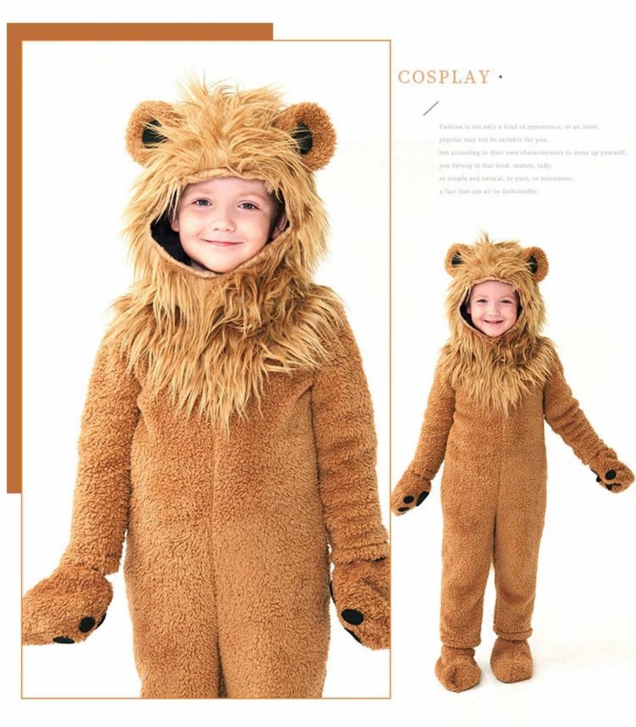 JUNDOMECY Lion Kigurumi for Animal Full Realistic and Halloween Soft and Fun Costume for Stage School Cultural and Photo Shoots Kids, Cosplay, Body,