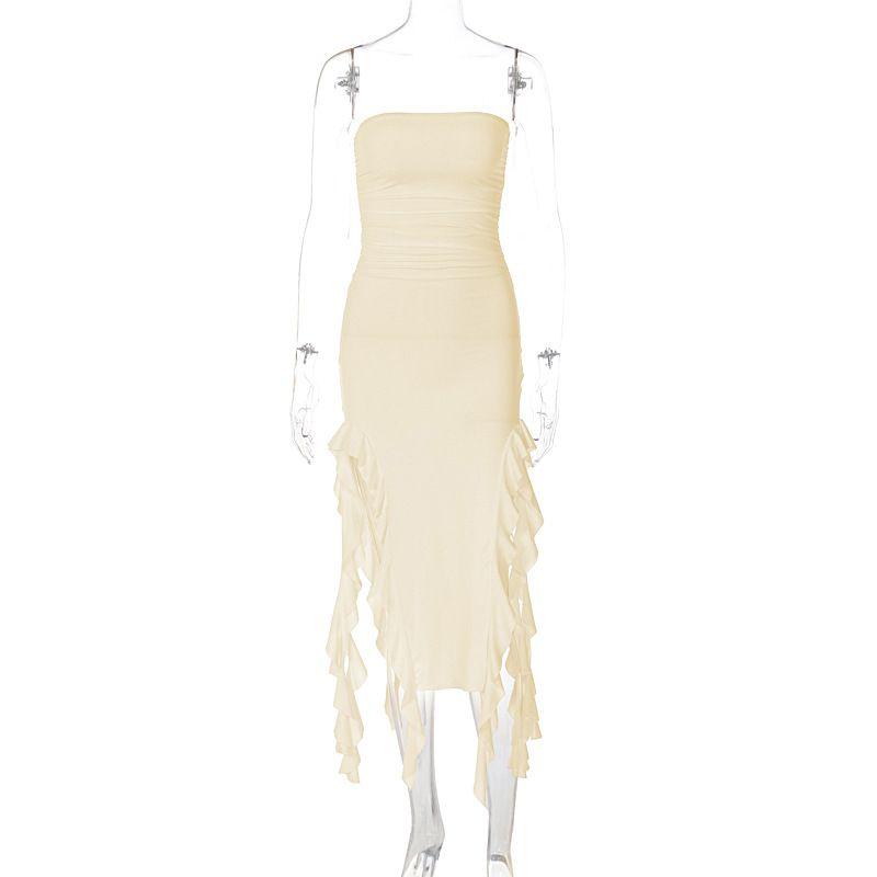 Fashion Style Women's Clothing 2024 Summer New Fashion Sexy Stylish Wrapped Chest Irregular Dress