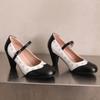 Damen High Heels Einzelne Schuhe Frühling und Sommer Neu Bequem Dicke Ferse Große Größe Leichte Mund Schnalle Niedrige Schuhe