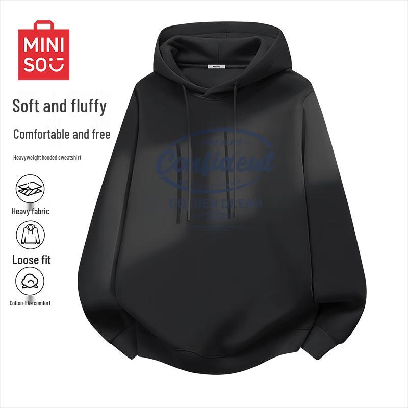 

MINISO Men s American Style Heavyweight Drop Shoulder Hooded Sweatshirt 2XL