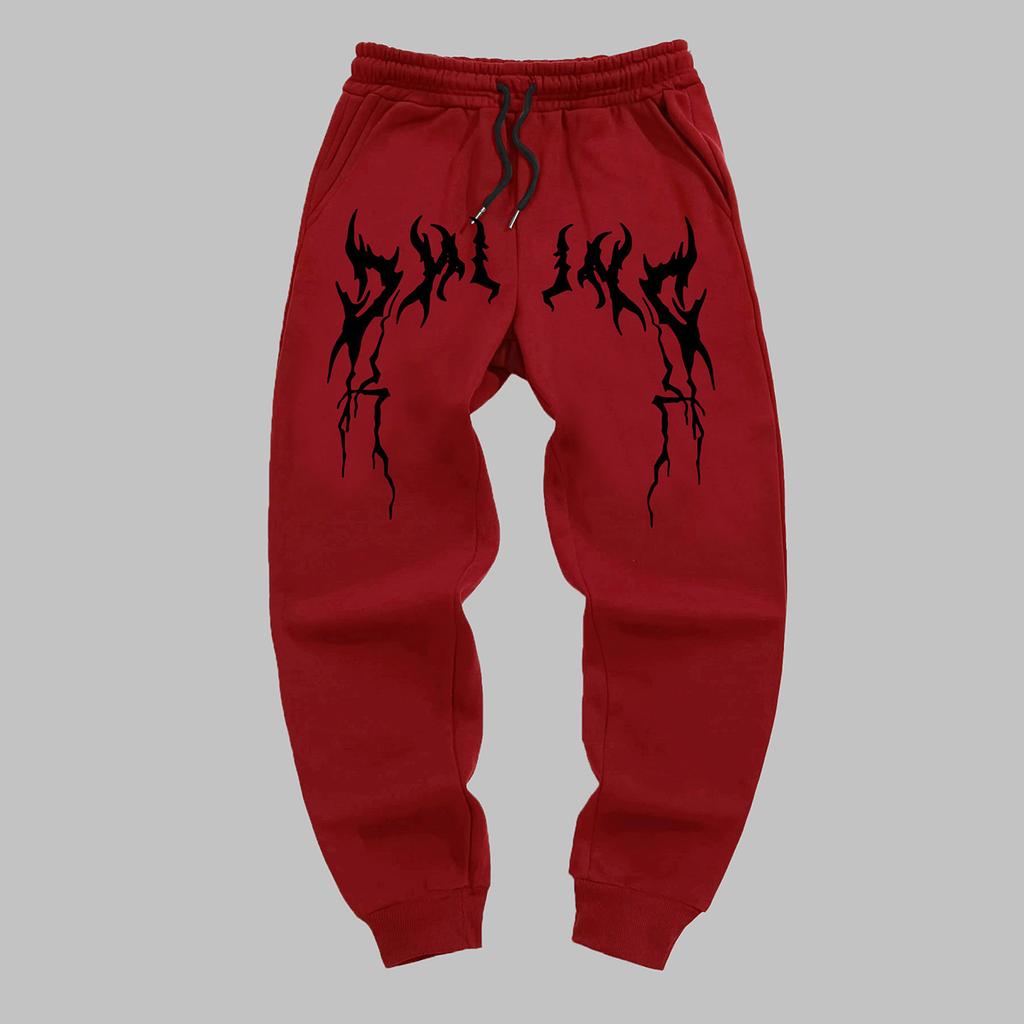 Herren Gothic Style Jogginghose - Winterlich Warm, Lässig, Sportlich, mit Elastischem Bund und Bündchen, Geometrische Gothic Muster
