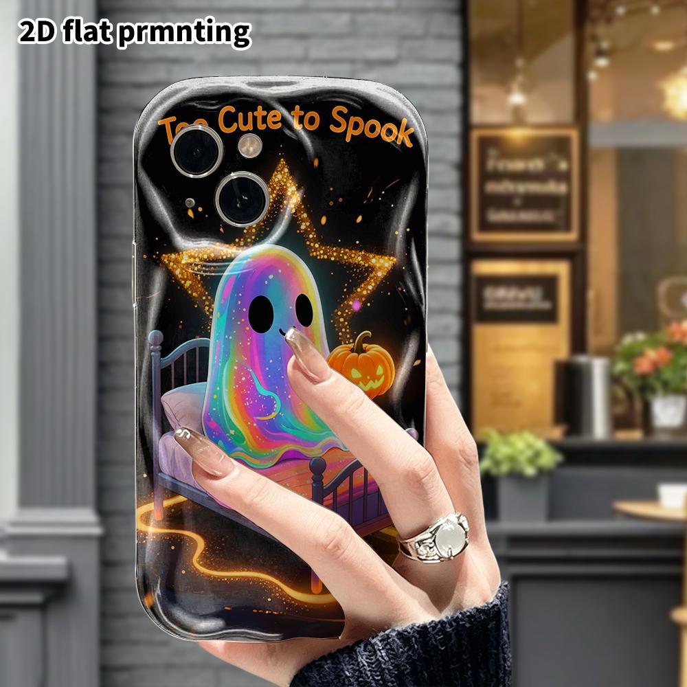 Phone Case: 2D Flat, Suitable for iPhone 18 17 16 15 14 13 12Pro Protective Case, Phone Decoration, Laser Ghost, Perfect Christmas and Halloween Holid