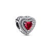 Nový 925 Silver Charm Sparkling Red Heart Halo Bead Fit Náhrdelník s červeným srdcem pro ženy G ift Jemné šperky Diy