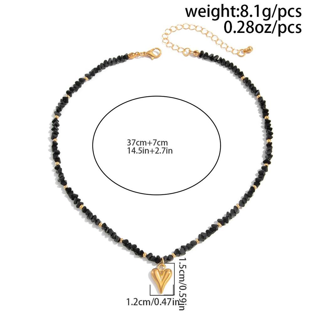 Simple and Fashionable Crystal CCB Bead Collarbone Necklace Ins Drip Oil Love Pendant Necklace for Women