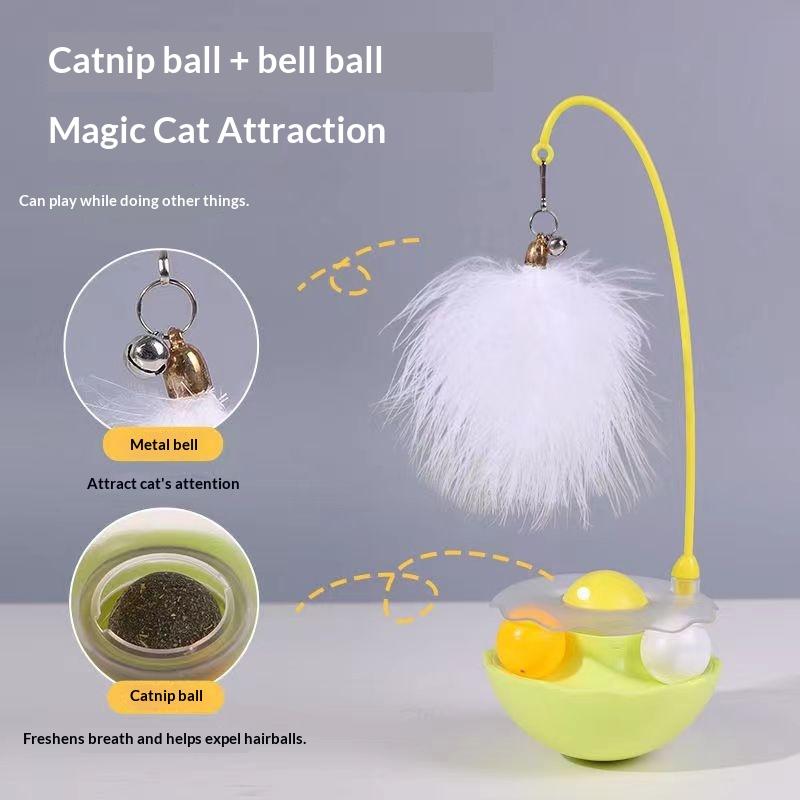Cat Teaser Stick with Bell Removable Turntable Interactive Toy Easy to Clean for Indoor Kittens Pet Playtime Fun