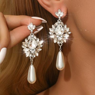 Leichter Luxus Stil Diamantbesetzte Imitationsperlen Wassertropfen Ohrringe, Mode Und Fortgeschrittener Sinn, Persönlichkeit, Nischen-Temperament, Ohrringe Damen