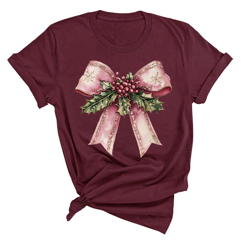 Christmas Printed Fashionable Women's T-shirt Christmas Trend Pure Cotton Casual Sportswear T-Shirts Women’s