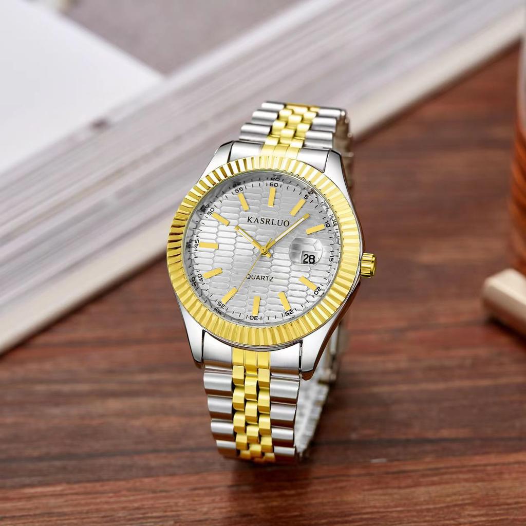 Casaro Men'S Watch Business Simple Fashion Trend Calendar Steel Belt High-End Waterproof Men'S Watch Exquisite