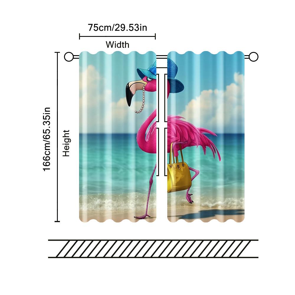 2 pcs, filtering curtains (excluding rods, non-movable, without batteries) A beautiful flamingo. for use in bedrooms and living