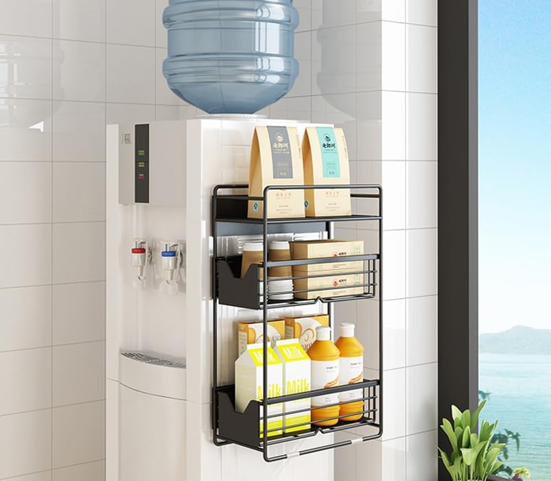 UYTON Multifunktionales Waschmaschinen-/Kühlschrank-Lagerregal, Kühlschrank-Seitenregal, Küchenaufbewahrung, Multifunktionales magnetisches Gewürzregal, 3 Ebenen