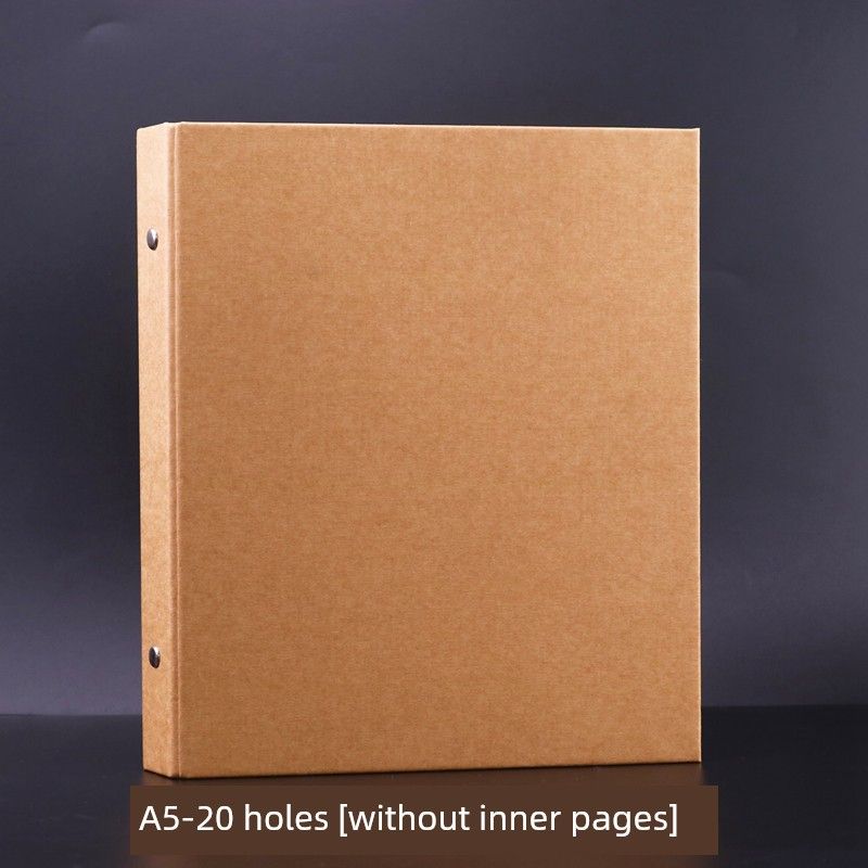 

A5 Cowhide Loose-Leaf Binder Shell Information Bag Storage File Folder Folder 20-Hole Student inside Pages of Notebook Paper Clip A5-20 Hole Binder [Single Shell]