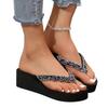 Ladies Shoes Fashion Pinch Toe Women's Flip Flops Hot Sale Crystal Beach Slippers Women Summer Plus Size Platform Wedge Sandals