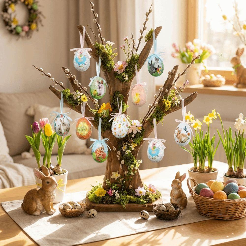 DIY Craft Easter Eggs Pendant Painted Easter Egg Props Foam Easter Eggs  Window Door Garden