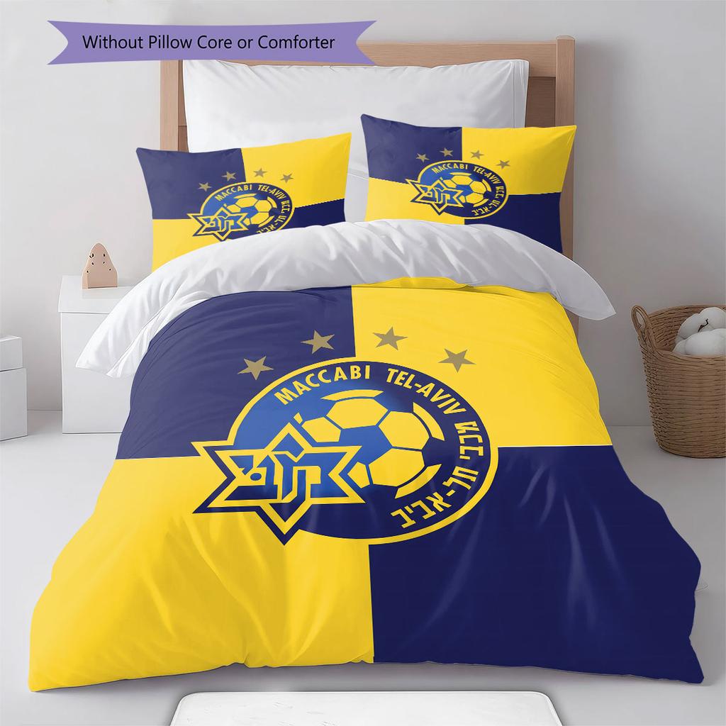 Maccabi Tel Aviv F.C Pattern Bedding,Quilt Set Quilt Cover Pillowcase Home Birthday Gift(1 * duvet cover + 2 * pillowcase, without core)