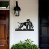 2D Flat Metal Wall Art - Hunting Dog with Pheasant Silhouette, Black Outdoor Decor for Living Room, Study, Farmhouse, Indoor Outdoor Use