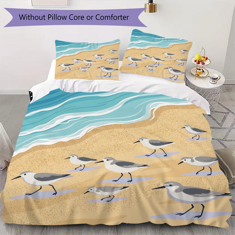 Shorebird Shell Pattern Bedding uilt Set uilt Cover Pillowcase Home Decoration Birthday Gift (1 * duvet cover + 2 * pillowcase without core)