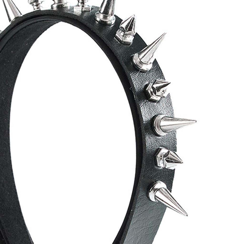 Rebellious Red Faux Leather Headwrap With Silver Spikes Punk Hair Accessories For Teens Adults Festivals
