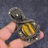 Natural Tiger Eye Gemstone Handmade Copper Wire Wrap Jewelry Pendant 3.23" ET-4645