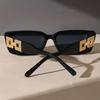 Retro Style Black Small Frame Metal Chain Feet Ladies Fashion Sunglasses Party Holiday Beach Glasses