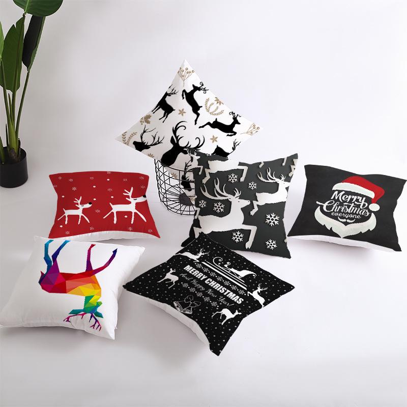 Santa Claus Christmas Tree Pillow Cover Cushion Cover Home Soft Decor