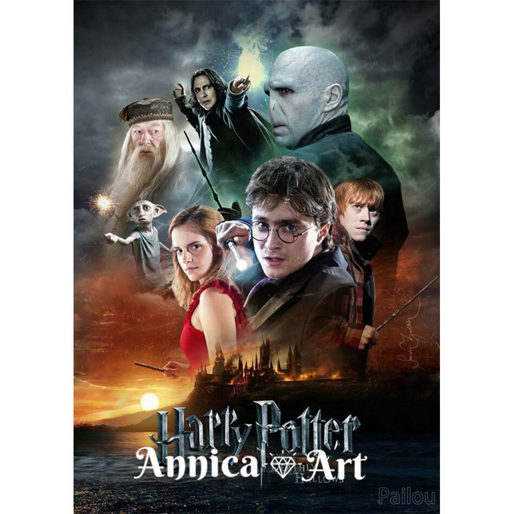 Harry Potter Cartoon Stich Bilder Set Künstliche Leinwand Hogwarts Schule Mosaik Stich 5d Diy Vollbohrer Diamantmalerei Kunst