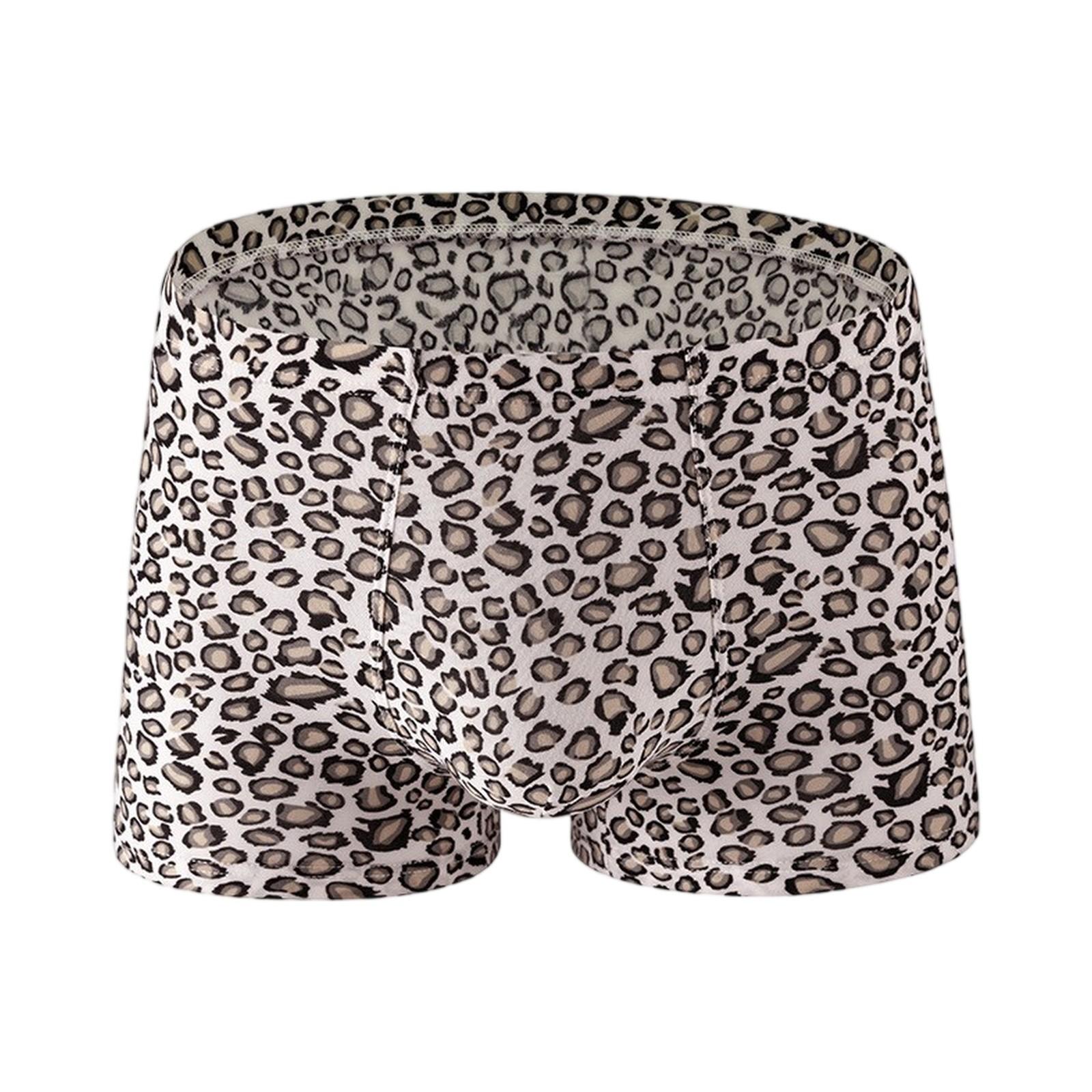 

Мужские брюки с прямыми штанинами и модными карманами с леопардовым принтом, дышащее трендовое нижнее белье L белый