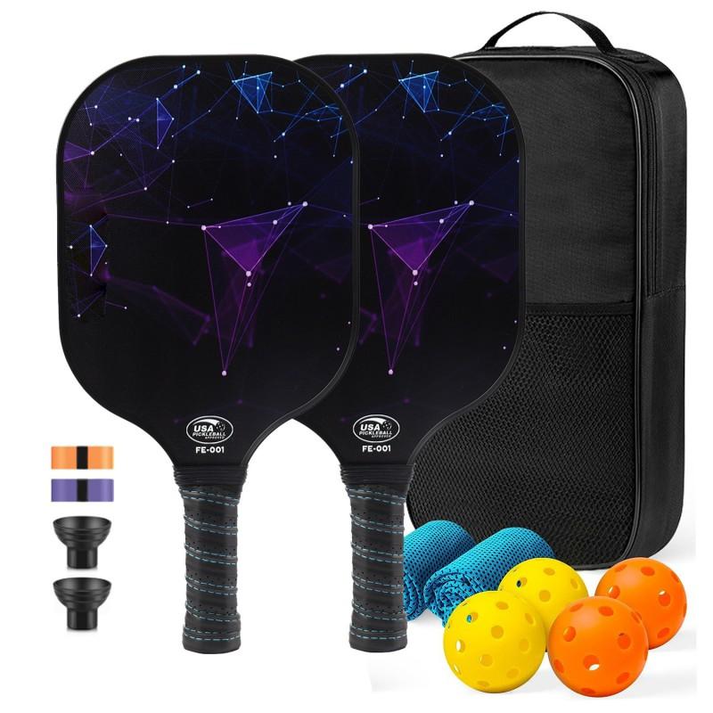 Carbon Fiber Pickleball Paddle With Silicone Ball Retriever Grip Tape Set USAPA Certified Tournament Play