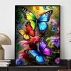 Flower Butterfly Diamond Painting Kit, 5D Fantasy Rhinestone Painting, DIY Colorful Round Gemstone Cross Stitch Craft, Decorative Home Wall Mural