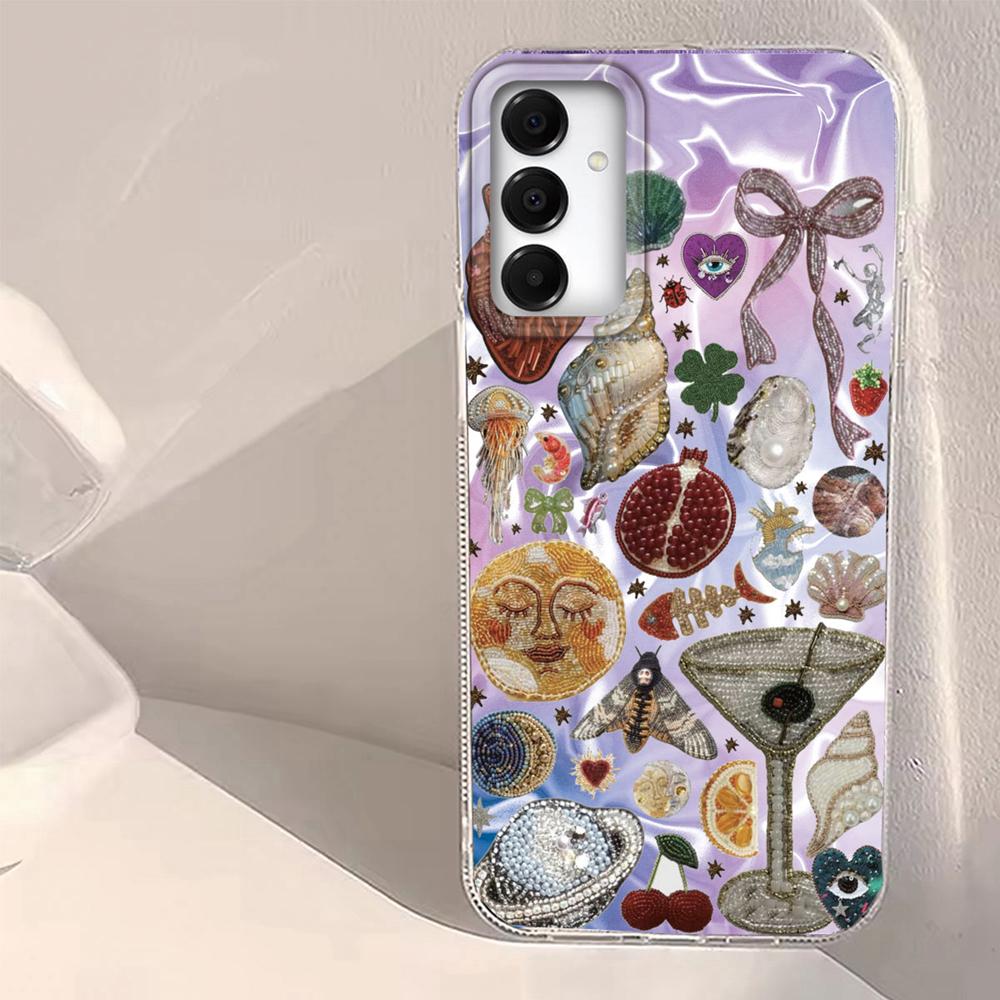 Purple Face Sun Stars Phone Case for Samsung Galaxy A55 A56 A36 A26 A16 A53 A06 A14 A24 A34 A54 A15 A25 A35 A12 Women Girl Cover