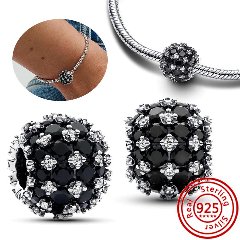 

Подходит для браслета Pandora 925 стерлинговое серебро Сверкающие красные черные синие циркониевые круглые бусины Белые красные зеленые шармы из муранского стекла Циркон 3mm-4mm