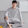 Men's Plus Size Pure Cotton Long-Sleeve Pajamas - Spring & Autumn Style for All Ages