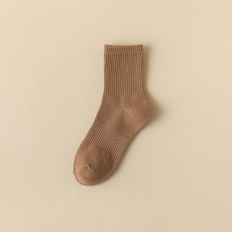Coffee-colored Mid-calf Women's Autumn and Winter Trendy High-elastic Women's Socks and Simple Socks