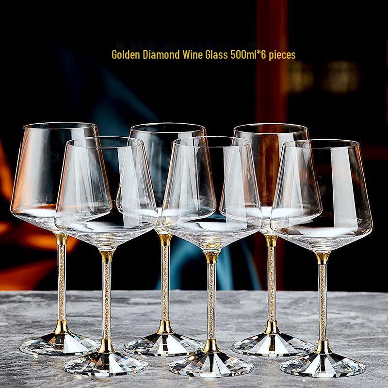 Qiuqiao Crystal Burgundy Gold Rim Wine Glass Set