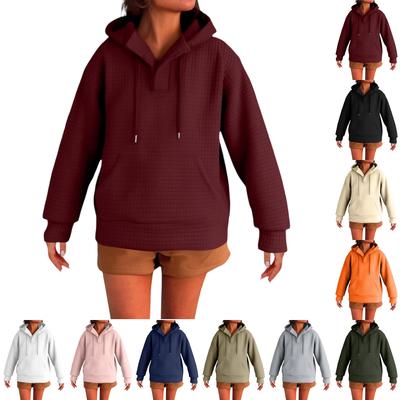 Damen Modischer Langarm-Pullover und Einfarbiges Kapuzensweatshirt