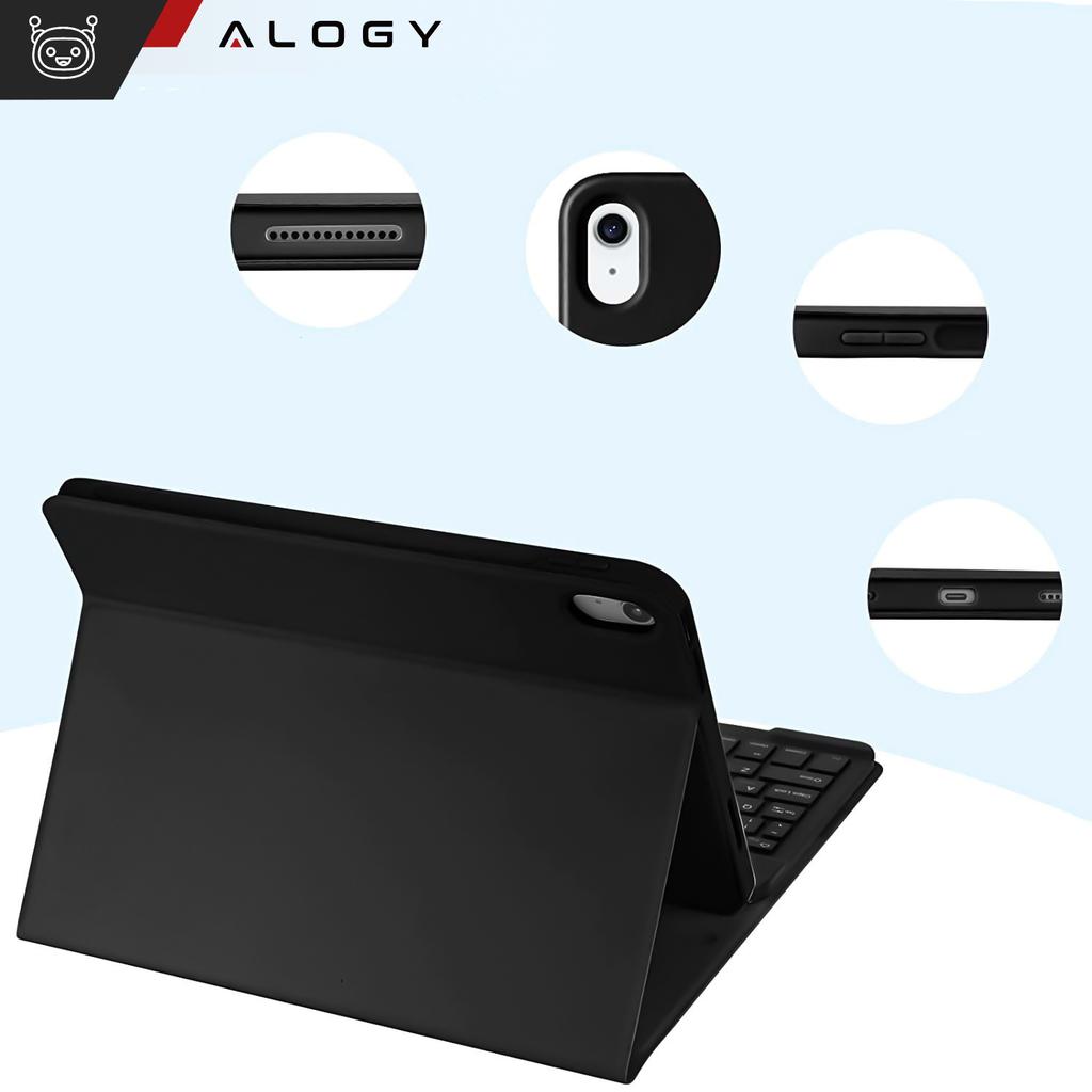 Etui Ochronne Z Klawiatura Bezprzewodowa Alogy Keyboard Case Z Miejscem Na Rysik Do Apple Ipad 10.9 2022 Czarne + Szkło