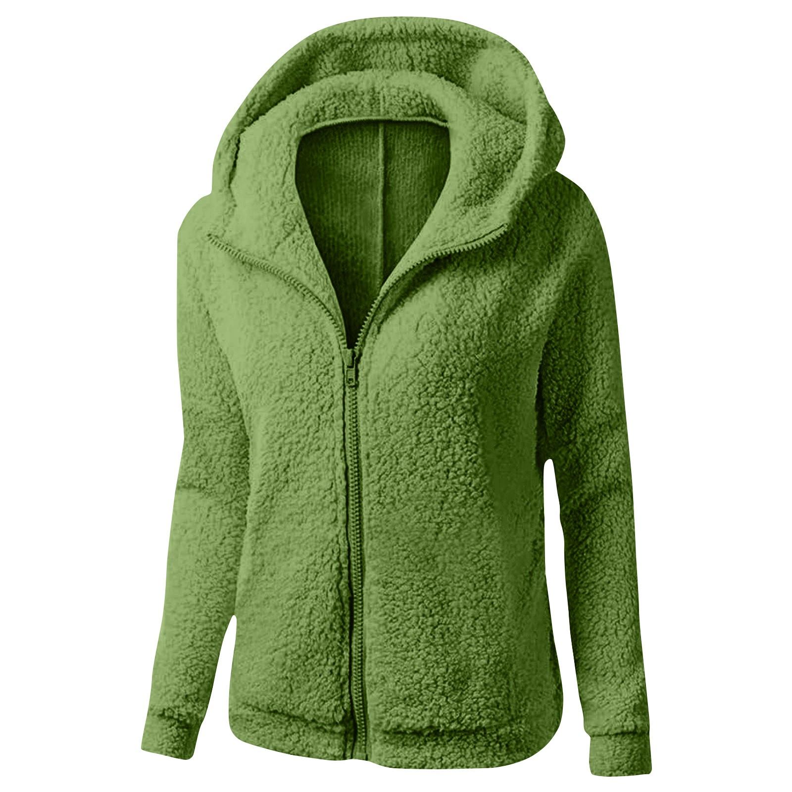 Женское зимнее пальто с капюшоном из плюша — фото 11