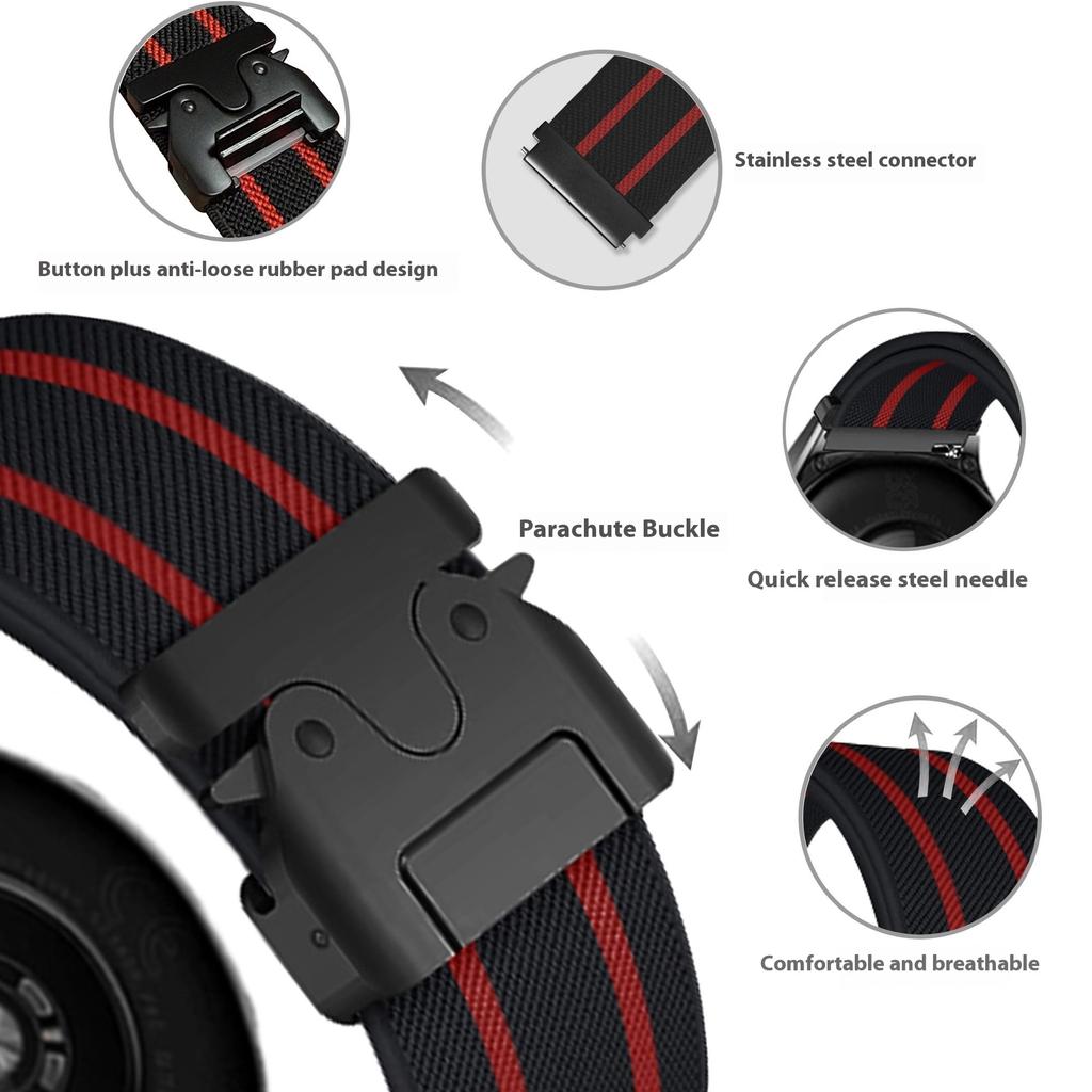 Pentru Huawei Watch GT 5 46mm Curea Ceas 22mm Design în Dungi Cataramă Parașută Curea Nailon