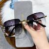 Original Square Frame Sunglasses For Women Beach Fashion Gradient Frameless Sunglass Anti Radiation Shades Branded Women's UV400 Eyeglasses