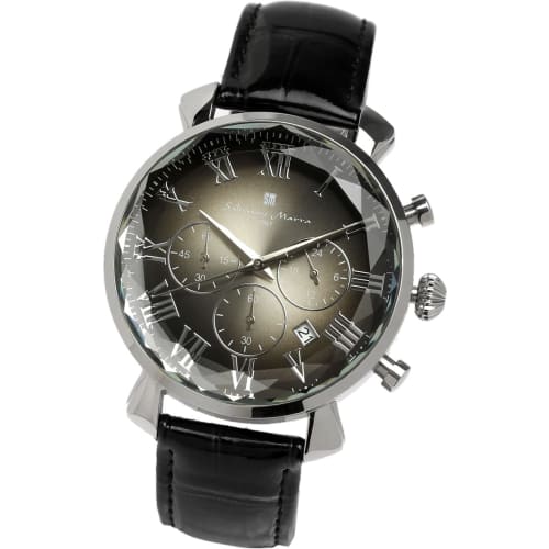 Salvatore Marra Men's Chronograph Watch with Faceted Glass, SM19104-SSBK, for Business and Formal Wear