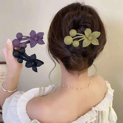 Modische Matte Blume Haarspangen Vintage Strass Nicht-Rutschfester Clip Krallenklammern Damen Mädchen Haaraccessoires Party Kopfschmuck Geschenk
