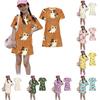 Girls Loose Fit Short Sleeve Dress Kids Round Neck Lightweight Casual Dress Animal Print Summer Dress for Children