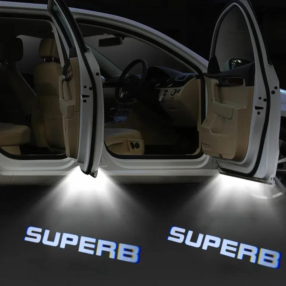 2 STKS LED Auto Deur Welkom Licht Laser Logo Projector Voor Skoda Superb 2009 2010 2011 2012 2013 2014 2015 -2023 Auto Accessoires flzk64