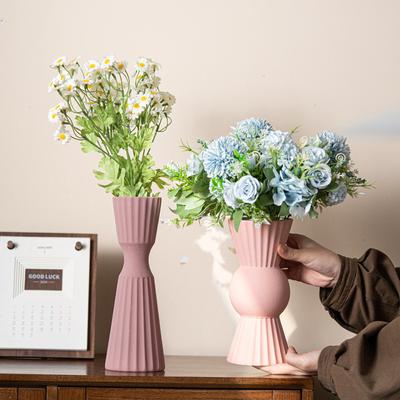 Vaso in Ceramica Moderno Geometrico in Vita Texture di Lusso Leggero Linee Semplici Elegante Versatile Decorazione per la Casa