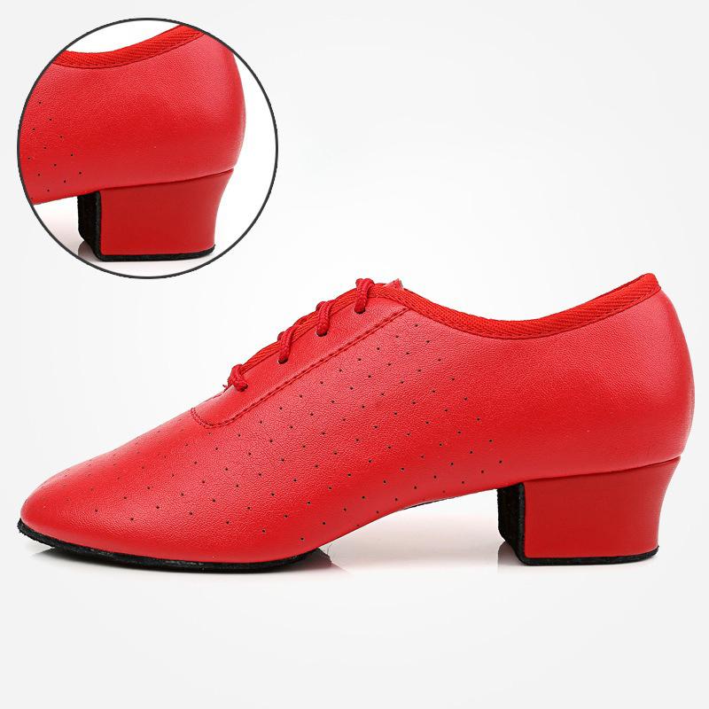 

Шкіряні низькі сучасні танцювальні туфлі Гумова підошва Низький підбор квадратні танцювальні туфлі Висота підбора 3.5 см 41 червоний