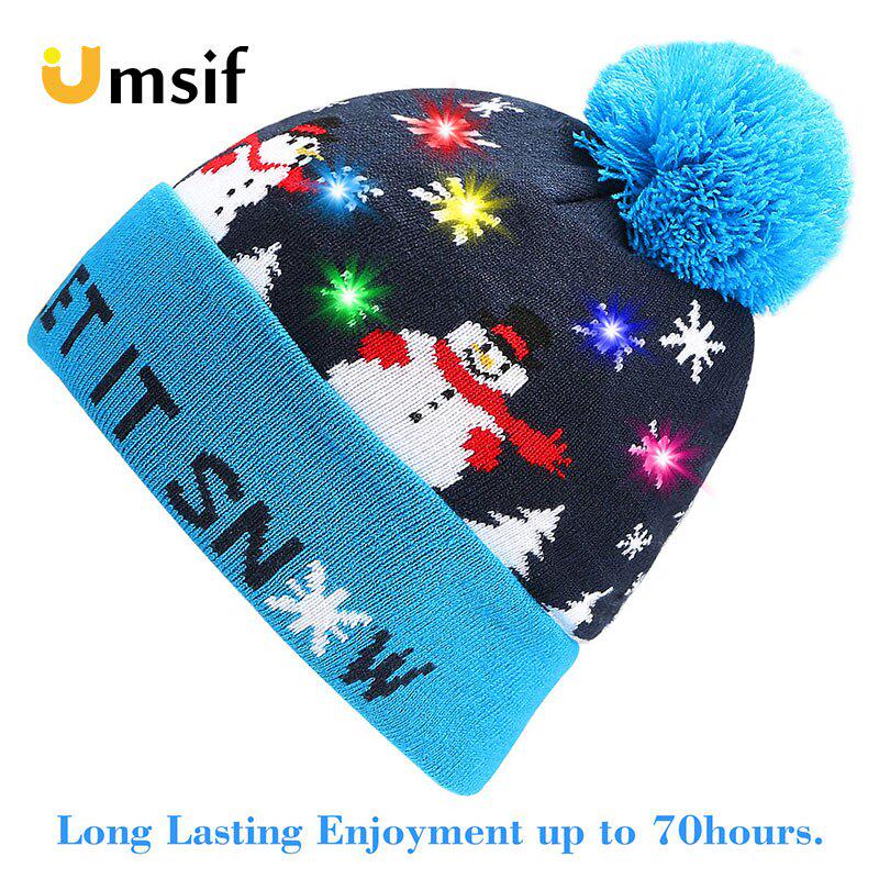 Christmas LED Light Up Beanie Hat for 