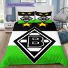 Borussia Monchengladbach Black White Green Stripe Logo 3Pcs Bedding Set, Duvet Cover with 2 Pillowcases, Soccer Bed Linens, No Comforter Pillow Core