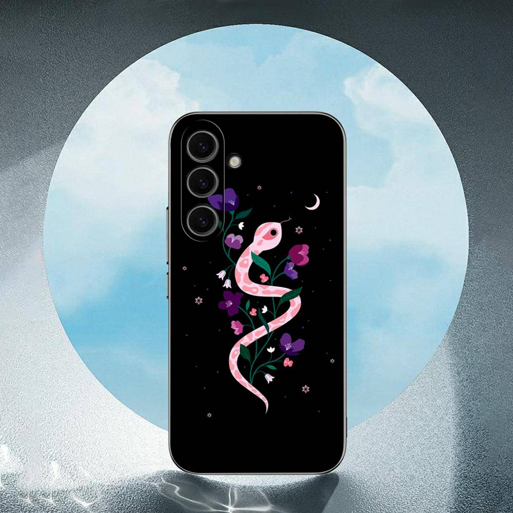 

Hand Snake Flower Snake Painting For Samsung Galaxy S25 S24 S23 Ultra S22 S21 Plus S20 Black Soft Silicone Protective Case SamsungS21plus