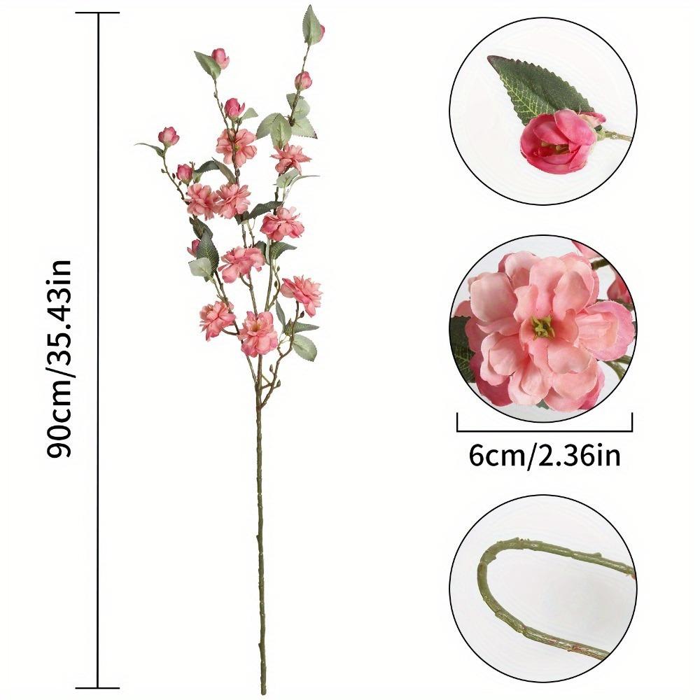 6 Pcs 90cm Silk Blossom Fake Flower Branches Artificial Camellia Flower with Long Stem for Home Wedding Arrangement Party Table Centerpiece Decoration